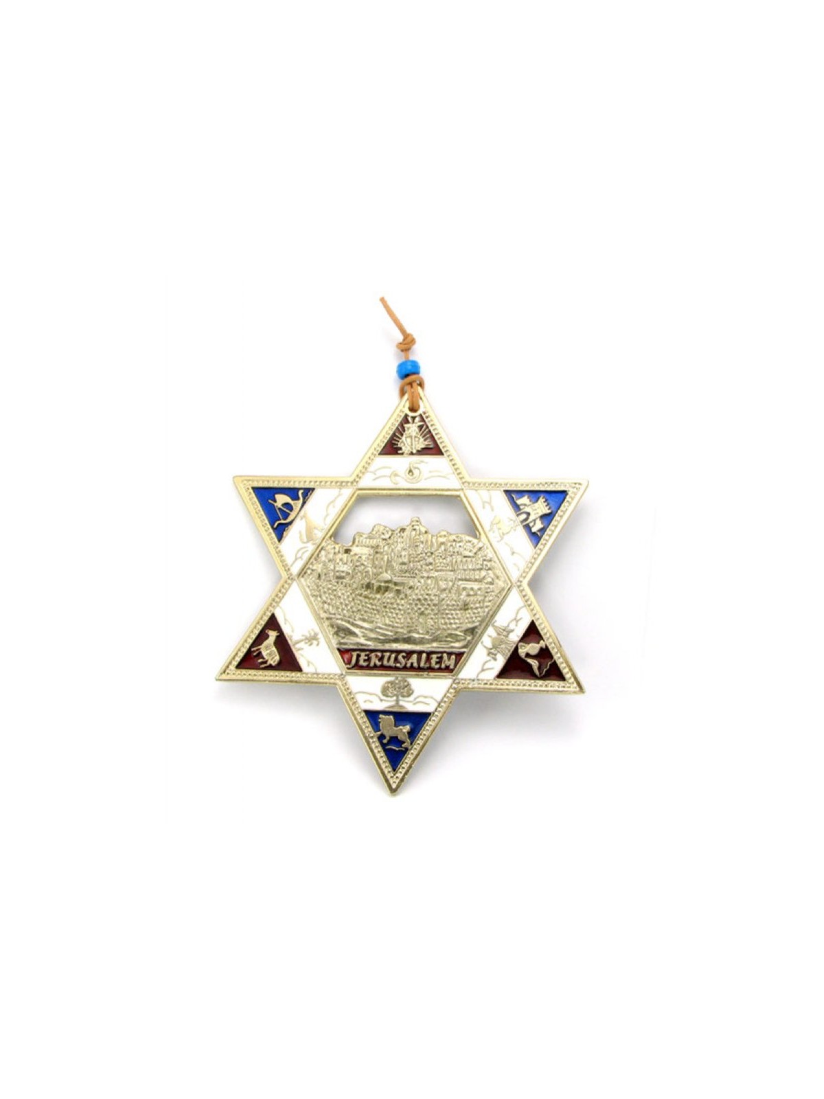 תליית קיר מגן דוד בציפוי זהב עם שנים עשר ... | מָגֵן דָוִד